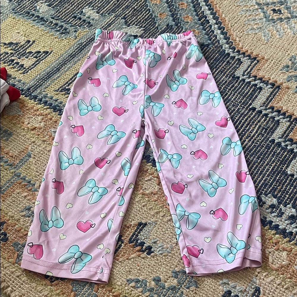 Kids Pink Bow & Heart Pajama Pants